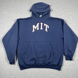 Vintage Champion Hoodie Mens XL Blue MIT University College Pullover Y2K Graphic
